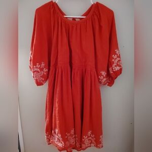 🦋Chelsea & Violet Bright Orange Dress with White Details